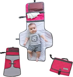 Cozy Baby's On-The-Go Diaper Changing Pad/Station/Mat - Waterproof Padded Diaper Changing Station/Mat with Storage Makes Messy Change Time a Breeze for Busy Moms (Pink Cheer)