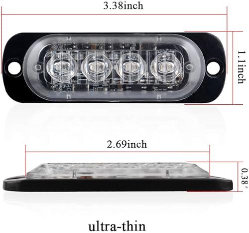 Miniatura 9 de KaiDengZhe 4 unids 6LED ámbar y blanco función de sincronización luz de advertencia de emergencia faro peligro flash precaución barra de luz