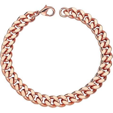 Heavenly Metals Copper Bracelet for Men & Women – 99.9% Pure Copper Cuban Link Chain – 5mm, 7mm, 9mm, 12mm Width – 6.5