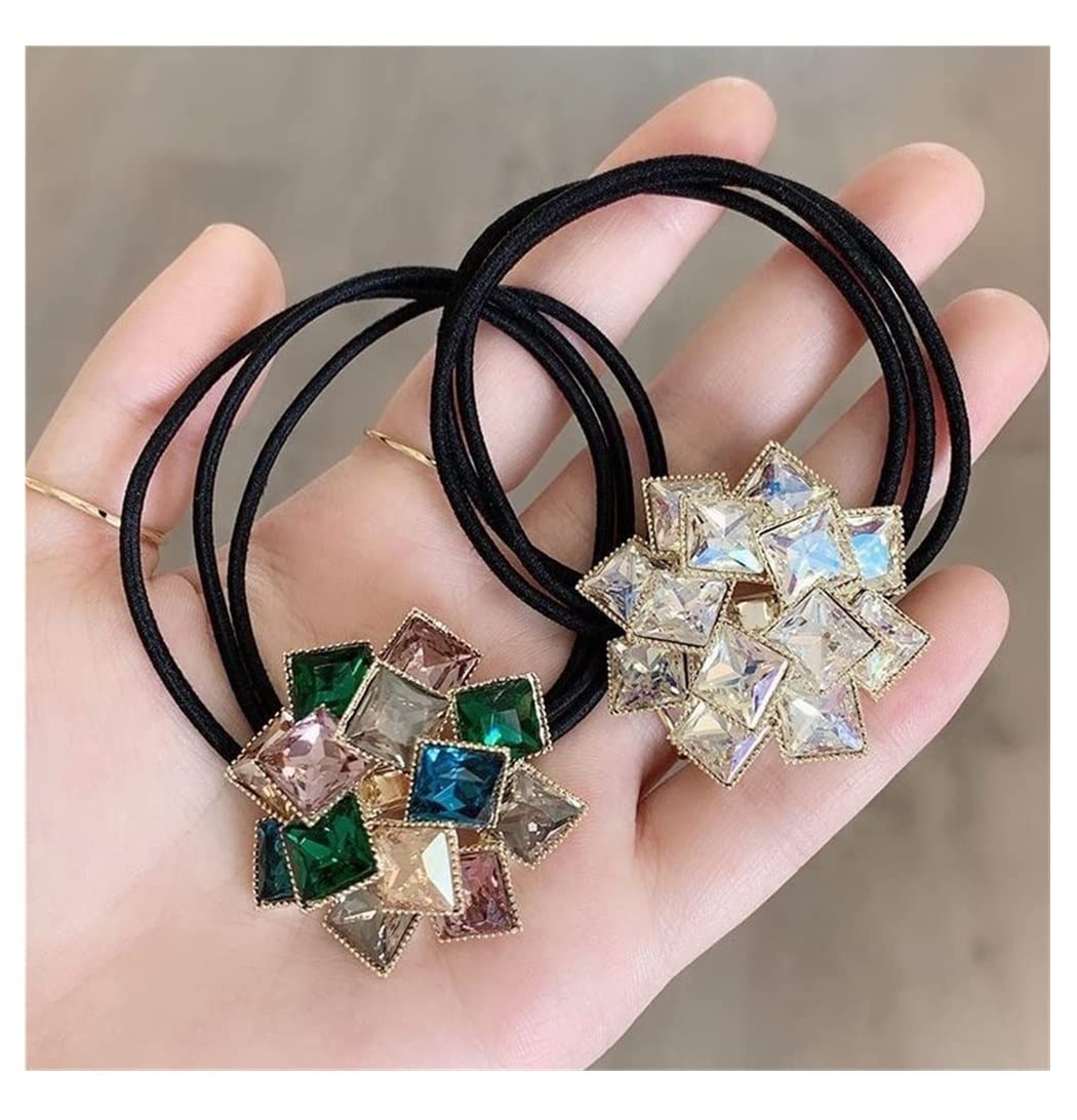 Feste Elastici Capelli 2 Pezzi Elastici Alla Moda Con Strass, Per Capelli, Supporto Per Ragazze Decorazione