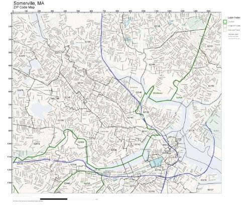 ZIP Code Wall Map of Somerville, MA ZIP Code Map Not Laminated: Amazon ...