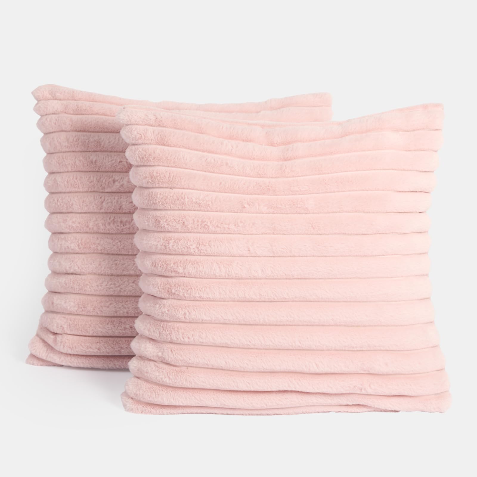 OHS Faux Fur Cushion Cover - Thick Rib - Pink - 45 cm x 45 cm