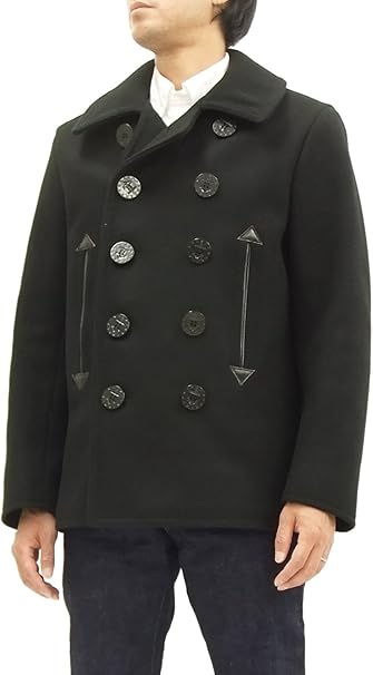 Amazon バズリクソンズ Br12394 ピーコート ウィリアム ギブソン メンズ Pコート ブラック コート ジャケット 通販