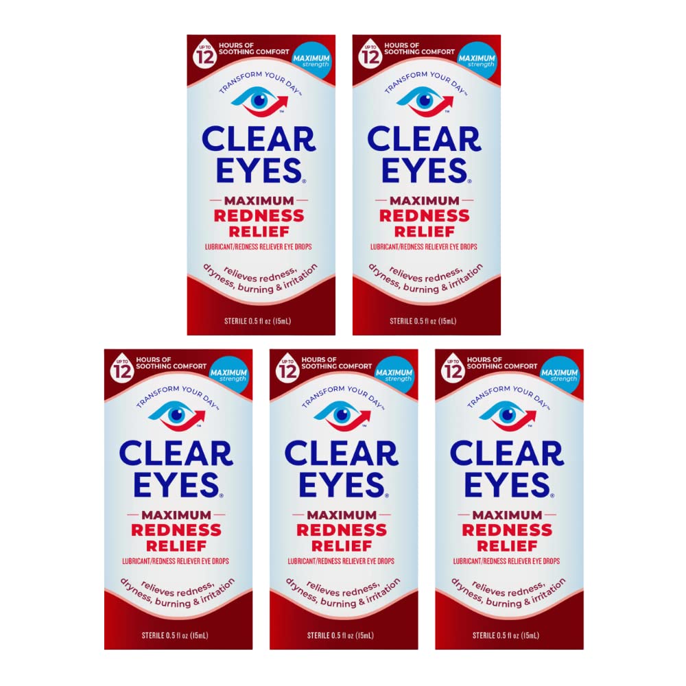Clear Eyes Maximum Redness Relief Eye Drops 0 50 oz Pack of 5