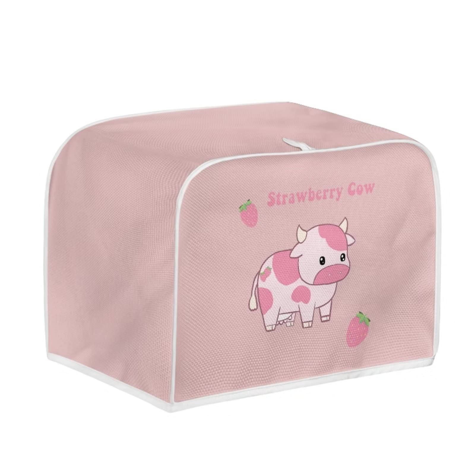Uourmeti Strawberry Cow Toaster Cover 2 Slice Small Bread Maker Cover Bakeware Protector Dust and Fingerprint Protection Toaster Covers for Woman Kitchen Accessories — image 1
