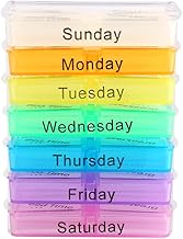 Dispenser Color Coded and Marked for Easy Identification with 7 Compartments for Breakfast Lunch Dinner Bedtime