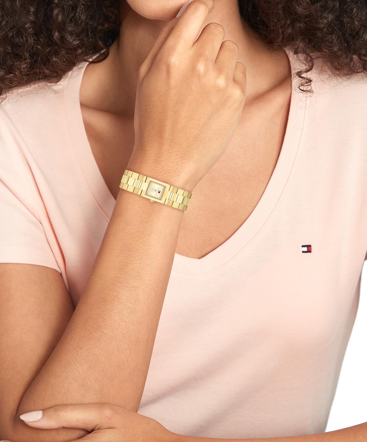 Tommy Hilfiger Damen-Quarzuhr mit Rechteckigem Gehäuse und Edelstahlarmband