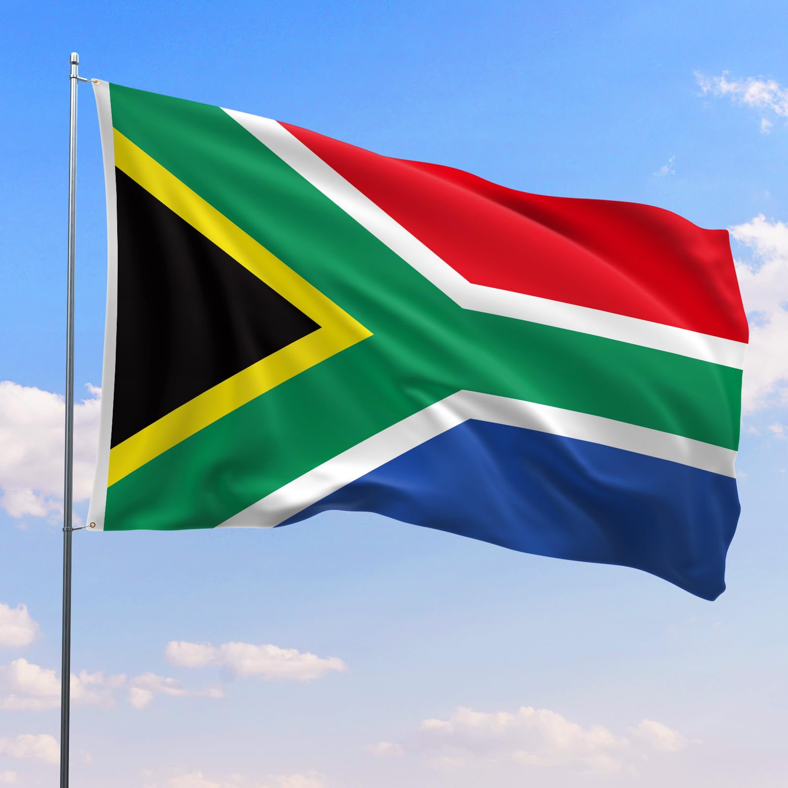 PartyYaa South African Flag, 5ft x 3ft South African Flag for Party Decorations Single Side with 2 Brass Eyelets, Waterproof - Image 4