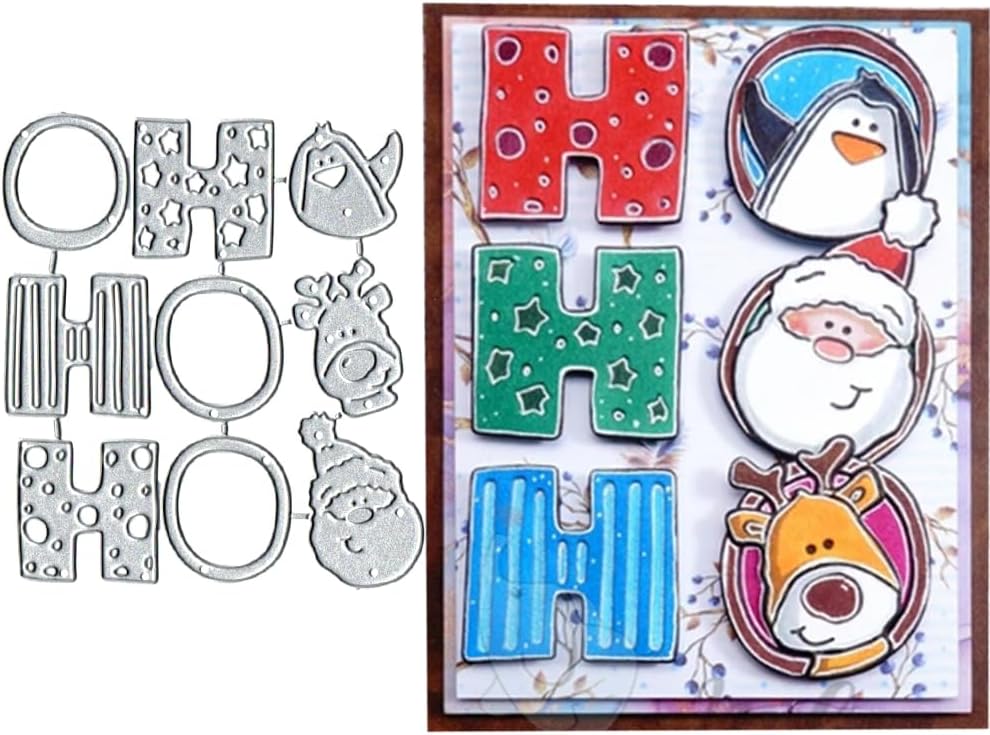 Christmas HOO Frame Metal Die Cuts, Penguin Santa Deer