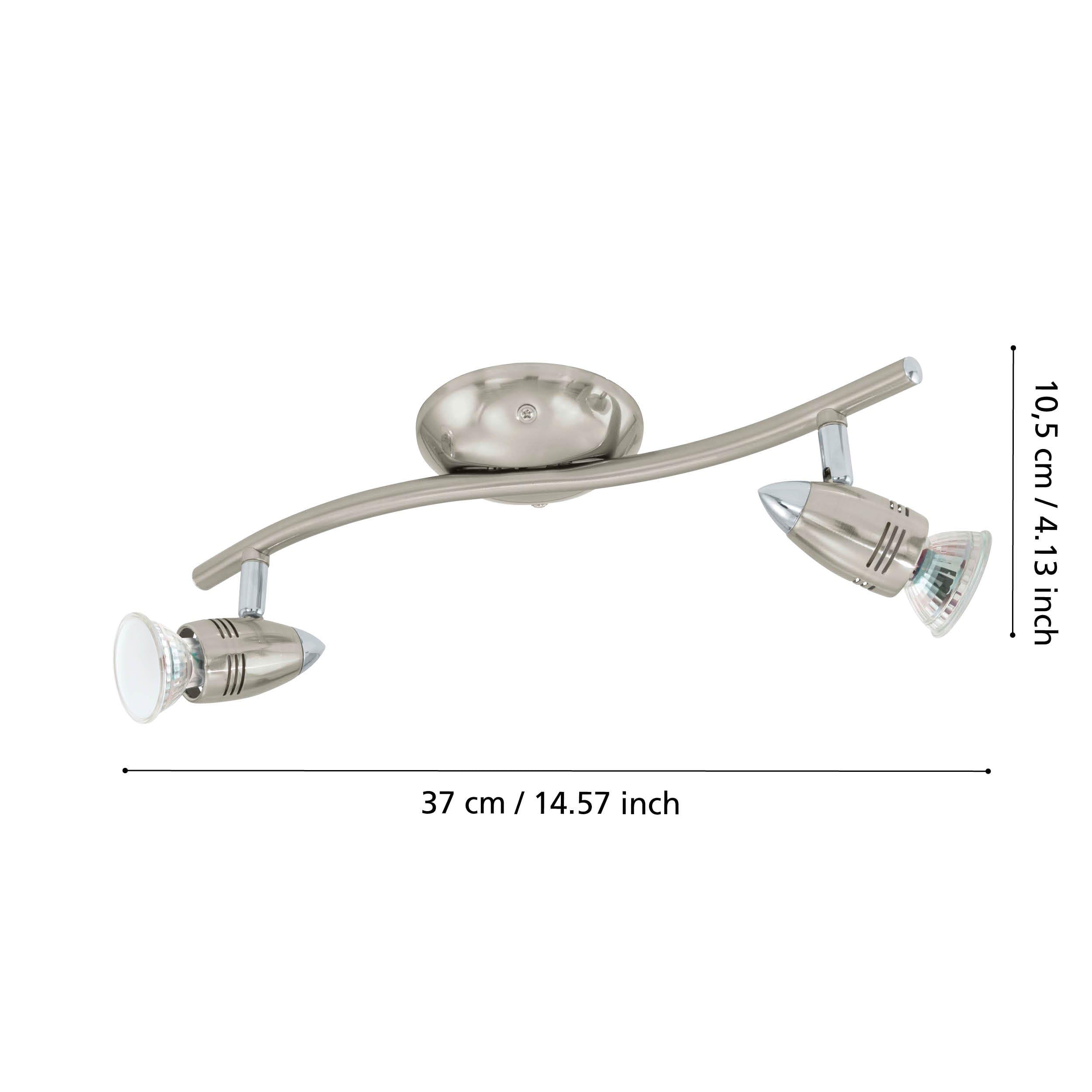 EGLO Lampa sufitowa LED Magnum LED, 2-punktowa lampa sufitowa, reflektor sufitowy z metalu, lampa do salonu w kolorze matowym nikiel, chrom, reflektory punktowe z żarówką GU10, ciepła biel