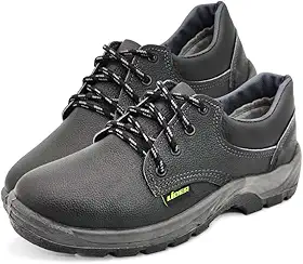 Bota de Segurança com Biqueira de Aço CA 40032 – Couro Relax Preto – Solado PU Bidensidade Antiderrapante com cadarço. (45)