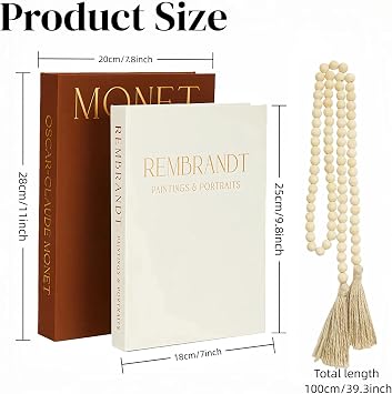 Decorative Books for Home Decor - Coffee Table Book Decoration - Set of 2 Fake Books Storage Boxes with Tassels Beads , Faux Book Box for Home Table Decor & Hidden Storage Farmhouse Display Decoration