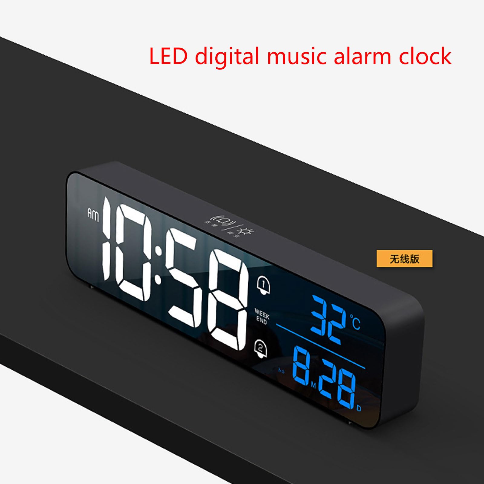 Reloj Despertador Digital LED Reloj de Escritorio, White