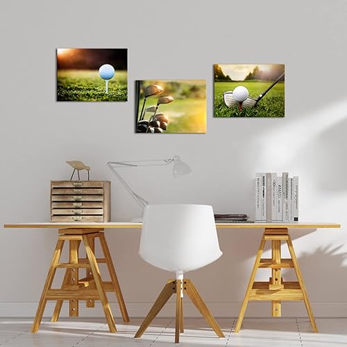 Miniatura 2 de Saypeacher Lienzo deportivo para pared, decoración de pared de golf, campos de golf, impresiones de 3 piezas de arte deportivo para decoración del