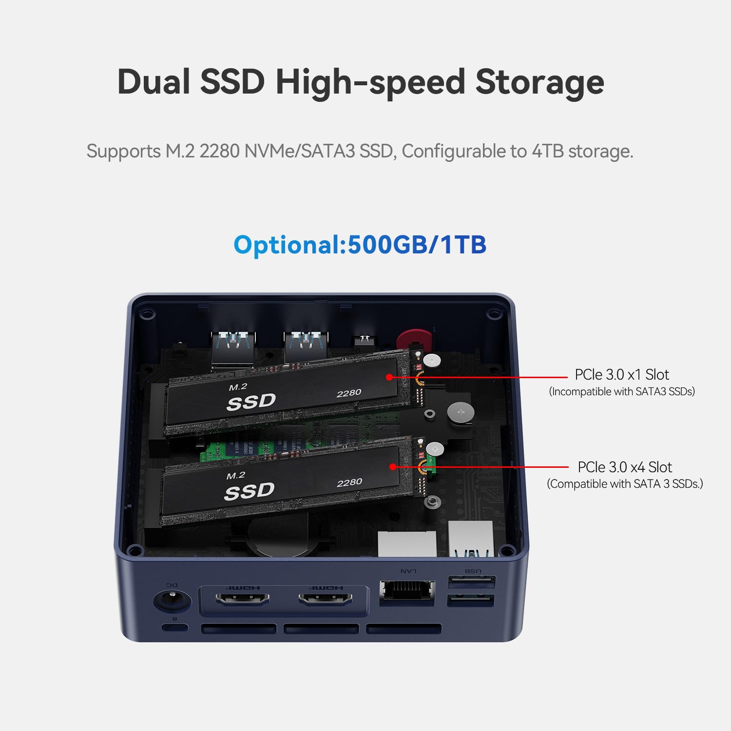 Beelink Mini PC, Intel 12th Gen Alder Lake- N95(bis zu 3.4GHz), 8GB DDR4 RAM 480GB SSD, Mini S12 Desktop Computer 25W TDP, 4K Dual HDMI Display/USB3.2/WiFi 5/BT4.2/RJ45 2.5G