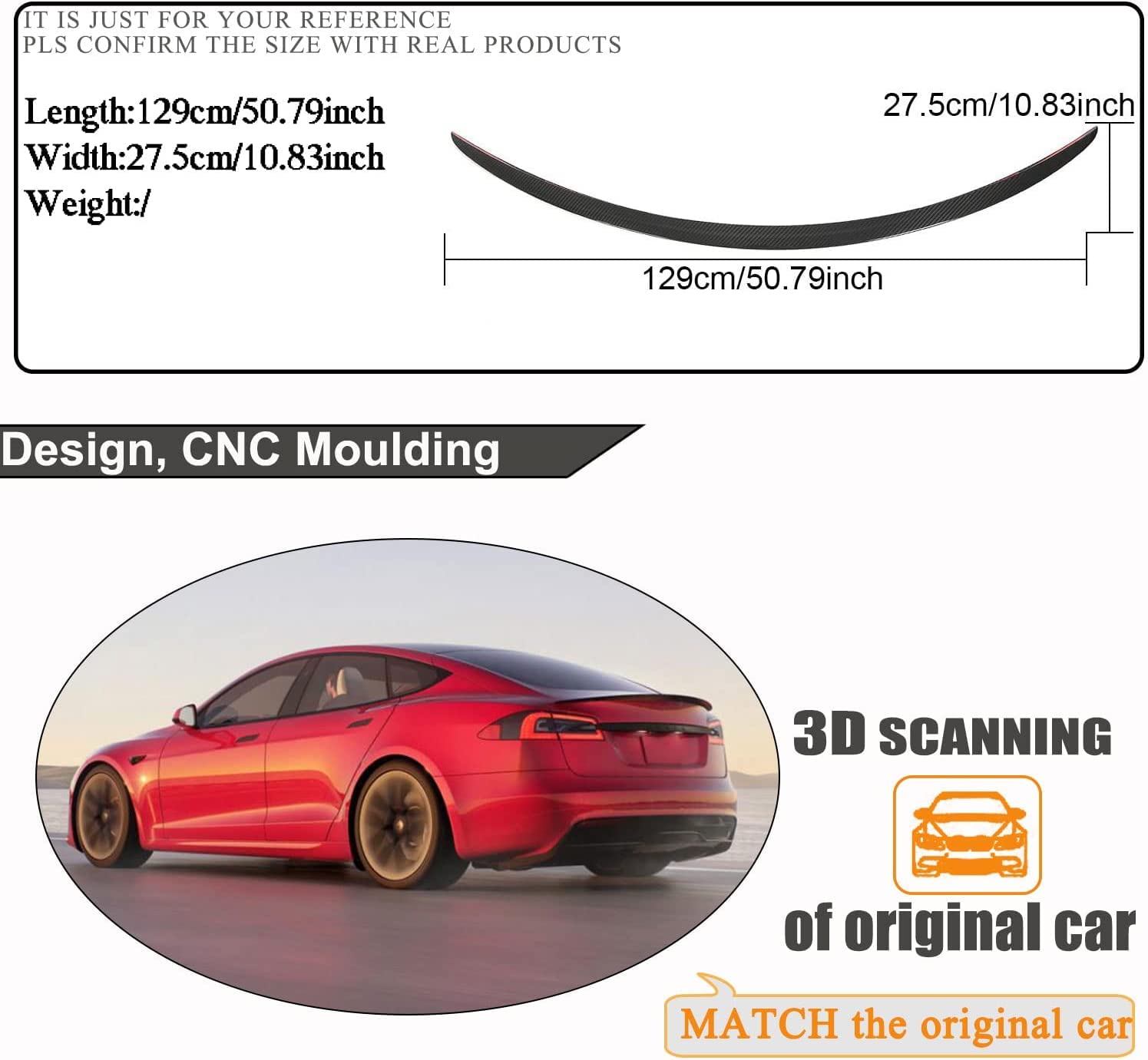 Spoiler Posteriore In Fibra Di Carbonio Per Tesla Model S (2021-2023) – Design Sportivo, Facile Da Montare - 2