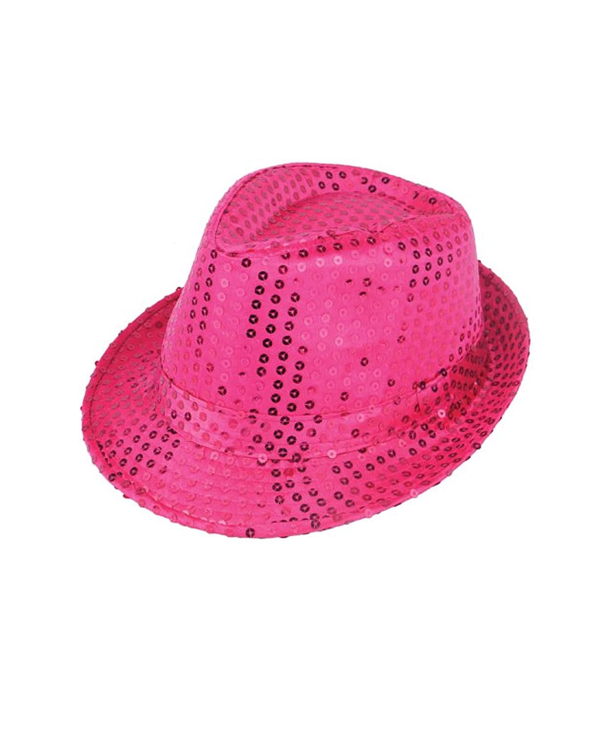 The Fancy Dress Unisex Pink The Fancy Dress® Men Women Trilby Sequin Fedora Hat 1920'S Gangster Hat Dance Show Hiphop Fancy Dress Accessory (Pink)