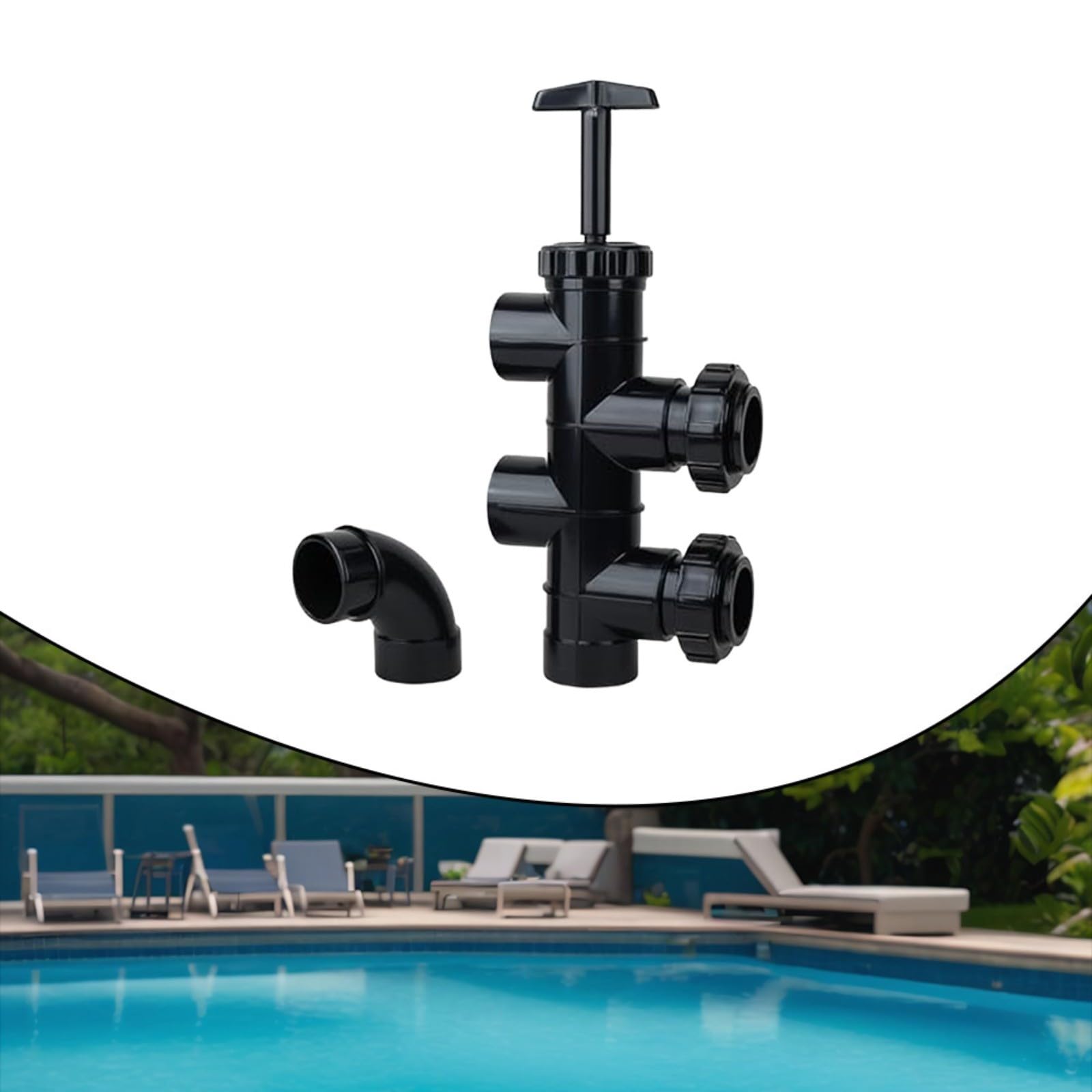 Schieberventil Rückspülung Ersatz kompatibel für Hayward SP0410X502S, 5,1 cm Poolfilterventil mit Ablaufanschluss Ellenbogen
