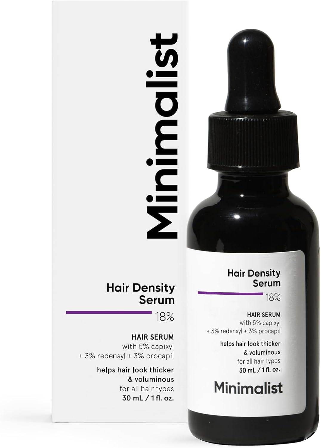 Minimalist Haargroei Actives 18% Haargroeiserum | met procapil, Capixyl, Redensyl, Anagain & Baicapil voor controle van haaruitval voor mannen en vrouwen, zwart, 30 ml (1 stuk)
