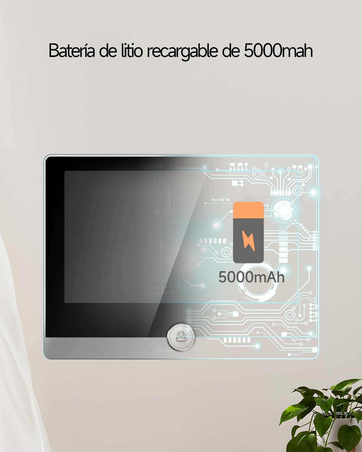 JeaTone Mirilla Digital Puerta Wifi,Mirilla Puerta con Batería Recargable 5000mAh,Mirilla Digital con 1080P Camara Puerta Mirilla,PIR Detección de Movimiento,Audio Bidireccional,Ángulo de Visión 158°