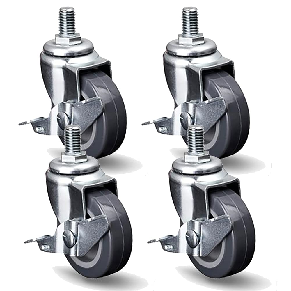 Roulettes pivotantes de 50 mm avec frein et tige M10 pour chariot et table