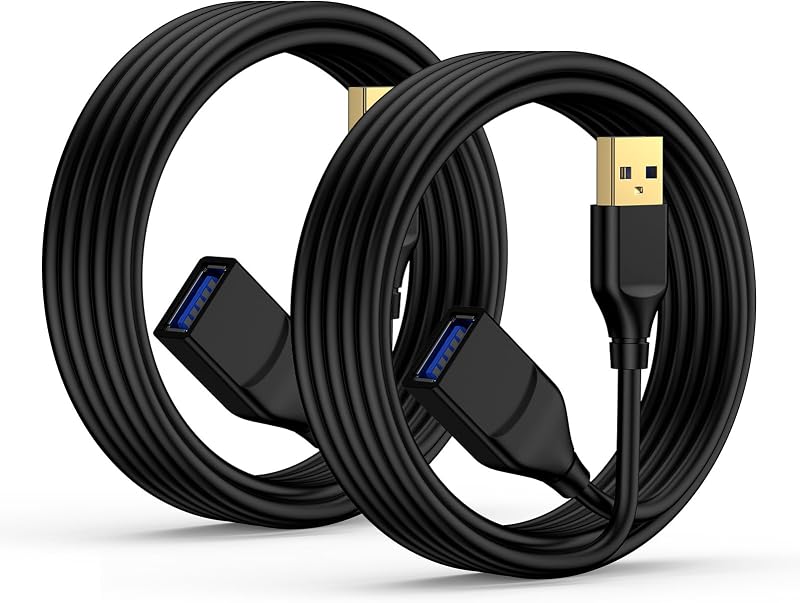 Cable de extensión USB de 6 pies, paquete de 2, extensor USB, cable USB A macho a USB A hembra | Cable de extensión USB 3,0 de alta transferencia de datos para Cable de carga de teléfono, cámara web, cámara, concentrador USB, ratón, teclado, impresora, disco duro