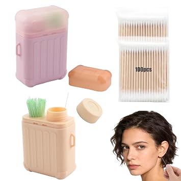 CEYAZYE 2 Pack Earrings Hole Cleaner, Ear Piercing Cleaner Floss Kit, Disposable Piercing Aftercare Cleaning Tool with 480 Wires & 15 ml Care Solution & 200 Cotton Swabs for Girls Women Men