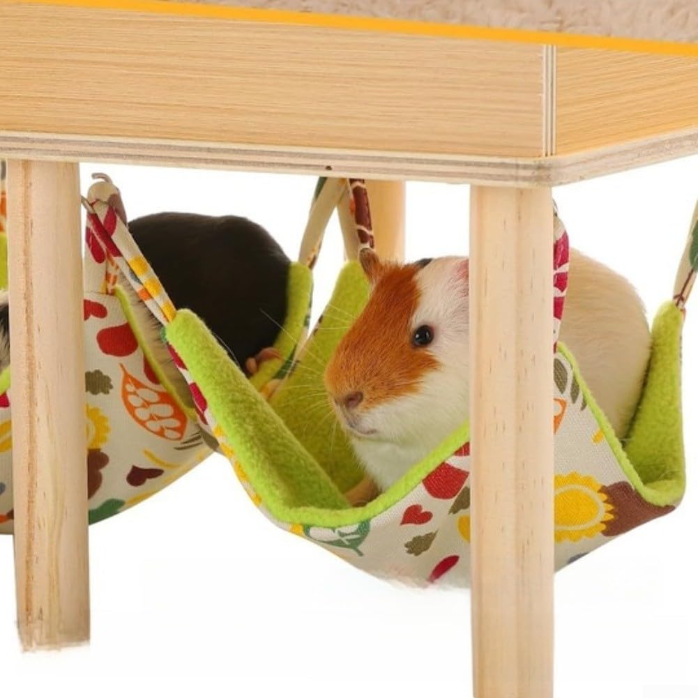 Kleines Holzversteck mit doppelten Ruhezonen und integrierter Treppe für Meerschweinchen, Hamster, graue Oberfläche