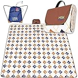 MSK ENVY Grosse XXL-Picknickdecke – 200 x 200 cm – Wasserdicht isolierte beschichtet Stranddecke – Bunt kariert – Gepolstert und Fleece – Ideal für Camping, Strand, Outdoor – inkl. Tragetasche