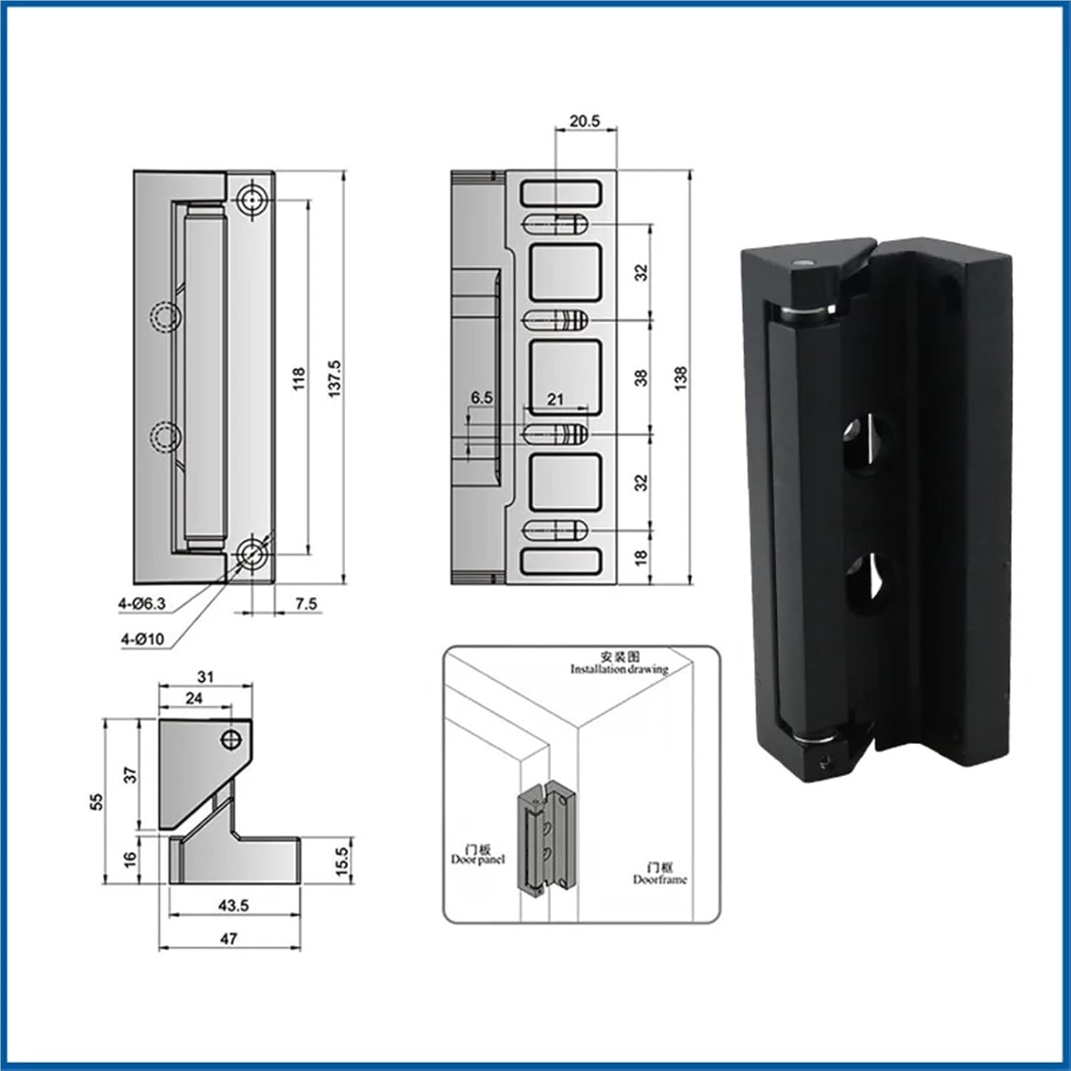 Zinc Alloy Heavy-Duty Protruding Door Hinges for Industrial Automation Equipment Machinery 1Pcs