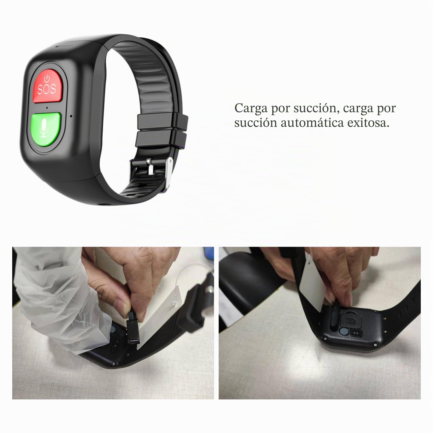 Rastreadores de Actividad física, Pulsera SOS Pulsera de Seguimiento GPS Ubicación Llamada de Emergencia Rastreadores de Actividad física Reloj para Personas Mayores Niños Negro, Seguimiento GPS