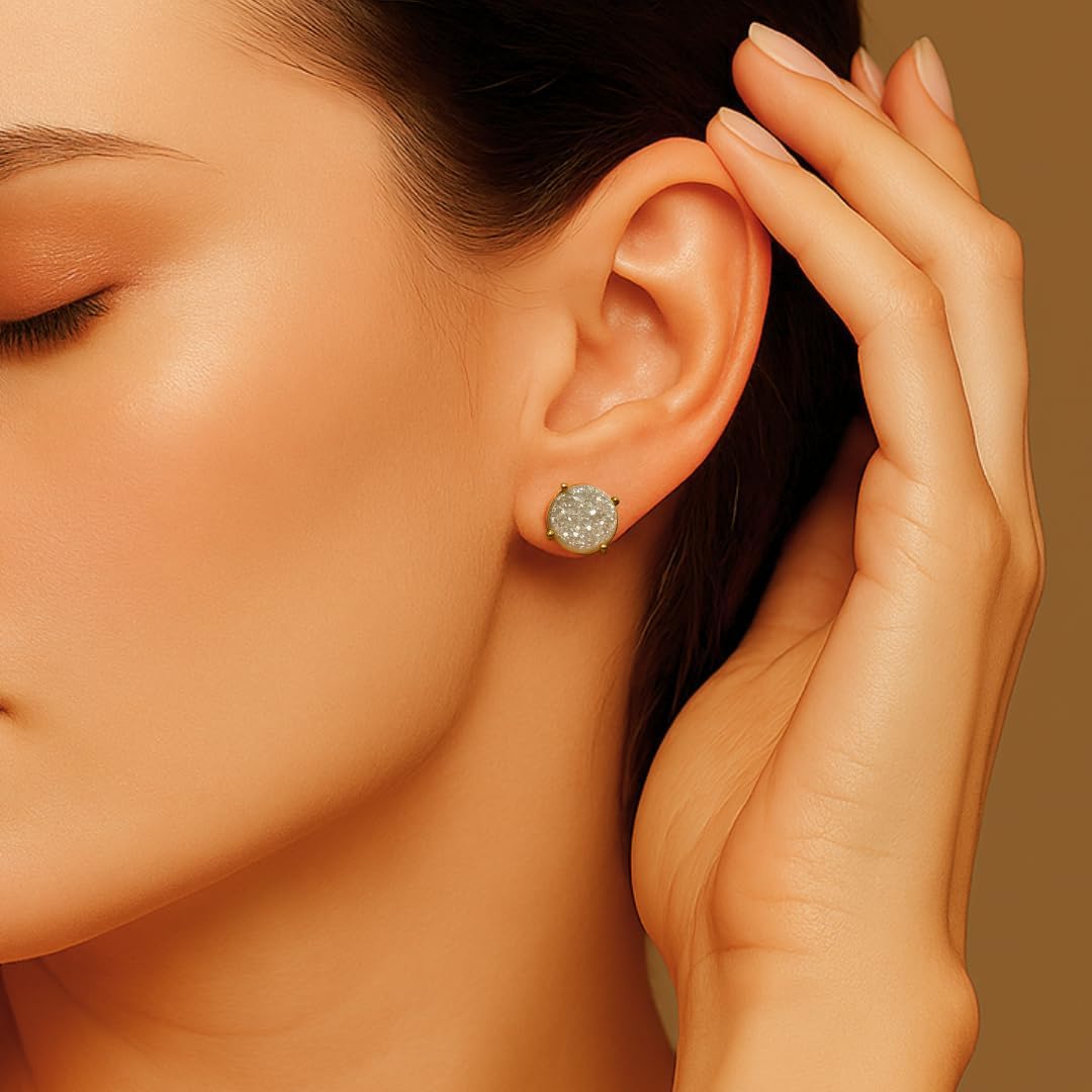 Gempires Gemstone Druzy Stud Earrings for Women 14k Gold Plated Handmade Prong Set Studs Raw Crystal Hypoallergenic Jewelry Minimalist Every Ocassion Gift - Image 2