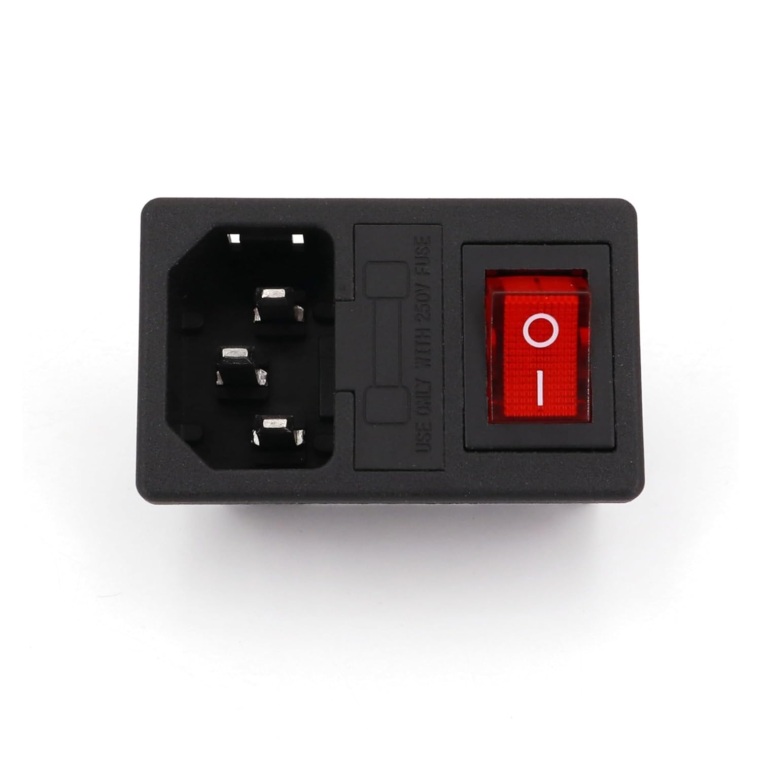 10-Pack IEC320 C14 AC Power Socket 10A/250V with Fuse Holder and 3-pin red Indicator Switch Type 1.5