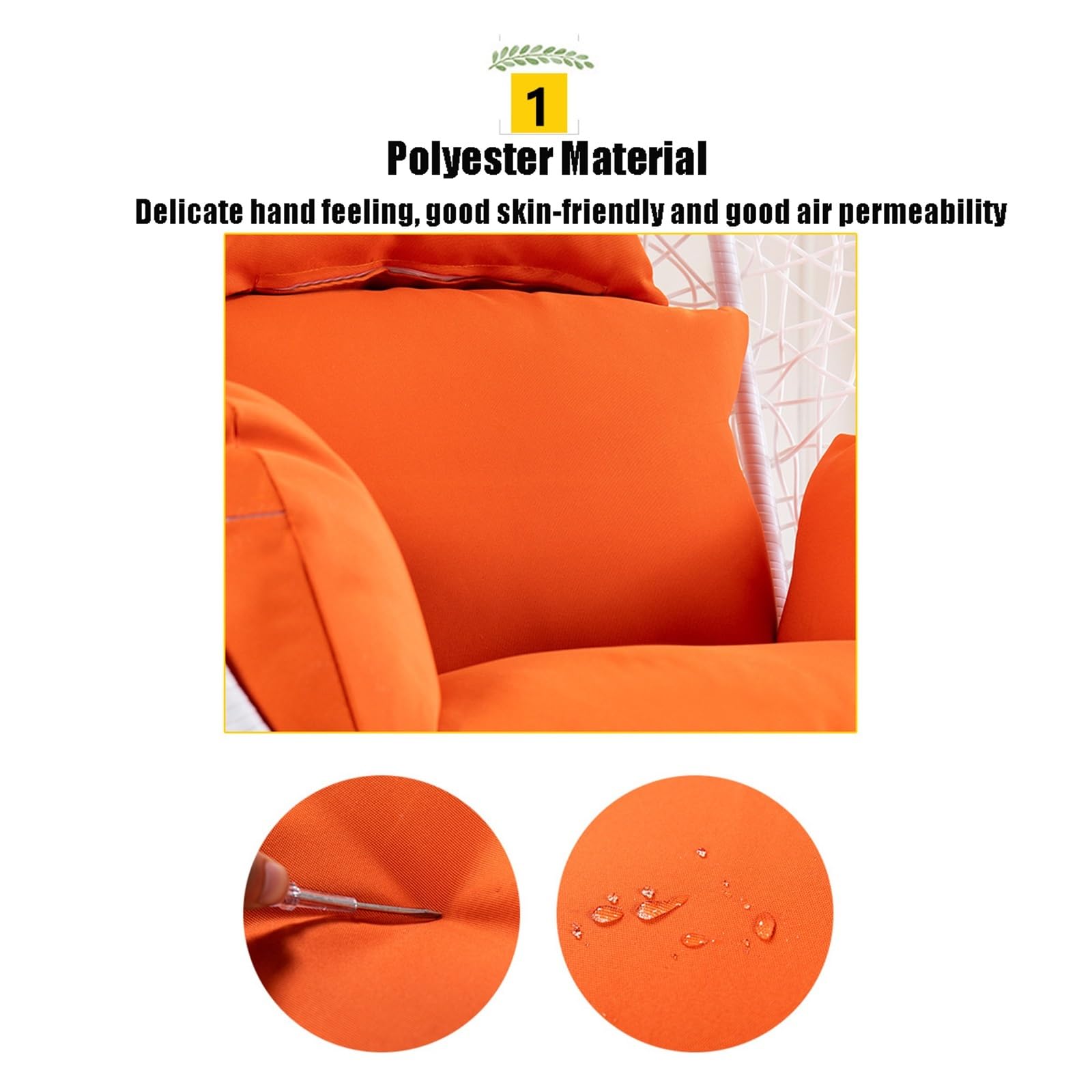 Hangende mand stoelkussens, eierstoelkussen, alleen hangende eierstoelkussen, eierstoelkussen vervanging buiten, rond dik kussen voor schommelstoelen, wasbare hangmatstoelkussenhoes, Pat