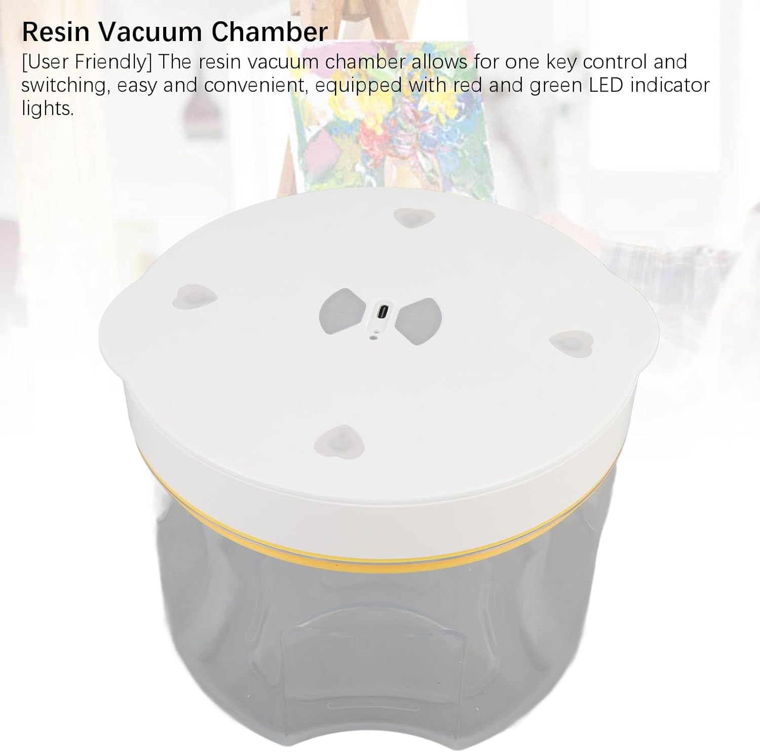 Resin Bubble Remover, Quick Bubble Removal Resin Vacuum Degassing Chamber Airless Machine with LED Indicator for Resin Art Craft Jewelry Making