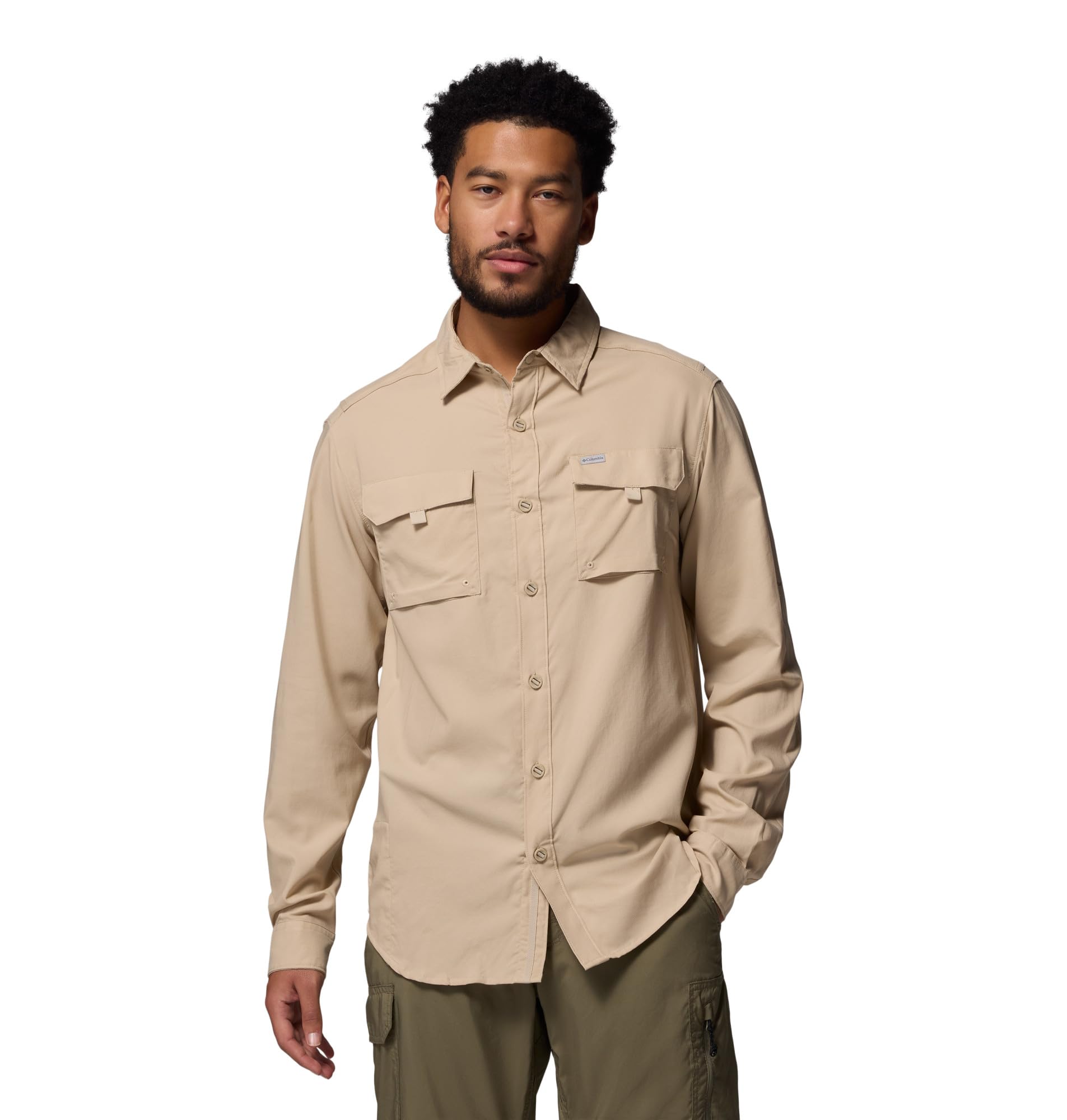 Columbia Men's Silver Ridge Utility 2 Long Sleeve Shirt, Long Sleeve Shirt, Ancient Fossil, XX-Large