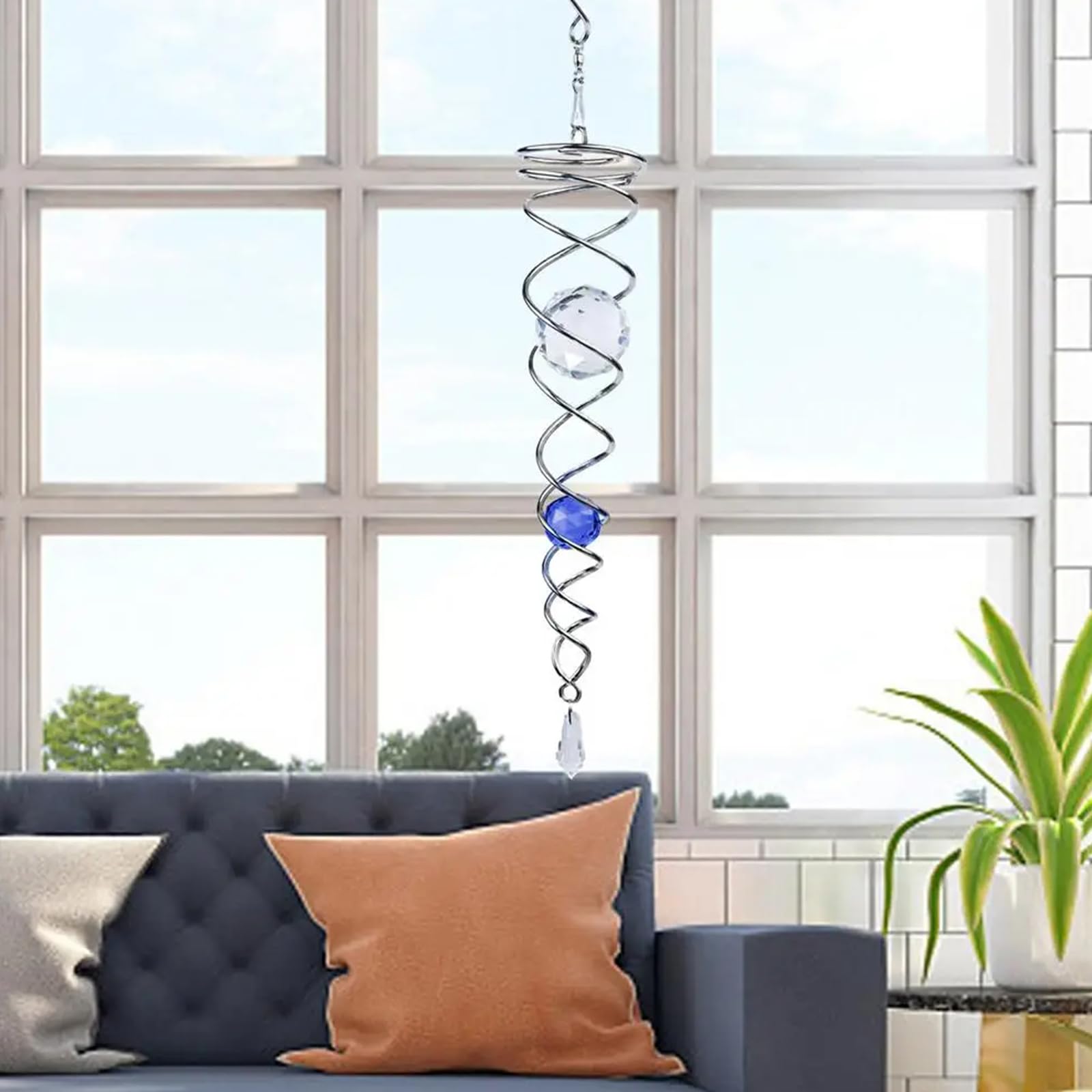 4x Kristall Sonnenfänger – Doppelspirale Mit Glas-Kristallen, Für Garten, Terrasse, Fenster