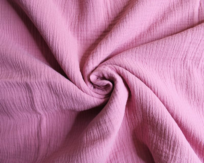 Needleberry Cotton Gauze Fabric - 130cm - 100% Cotton - Soft, Breathable Material for Baby Crafts, Sewing, Muslins and DIY Projects (Pink, 1 Meter)