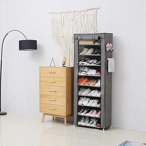 Miniatura 2 de LIKOVSCI Zapatero de 10 niveles, 27 pares, sin herramientas, fácil de montar, organizador de almacenamiento con cubierta de tela no tejida a prueba