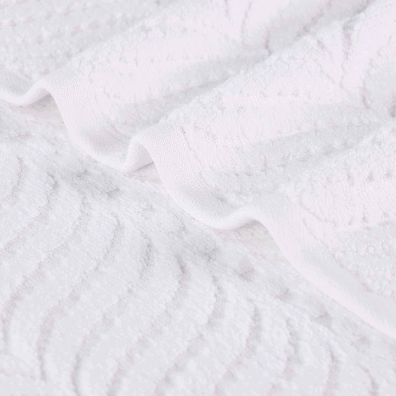 Superior Cotton Chevron 8 Piece Assorted Towel Set, Zero Twist, Quick Dry, Home Essentials, Shower, Spa, Luxury Plush Soft Absorbent Towels, Includes 2 Bath, 2 Hand, 4 Washcloth/Face Towels, White - Image 9