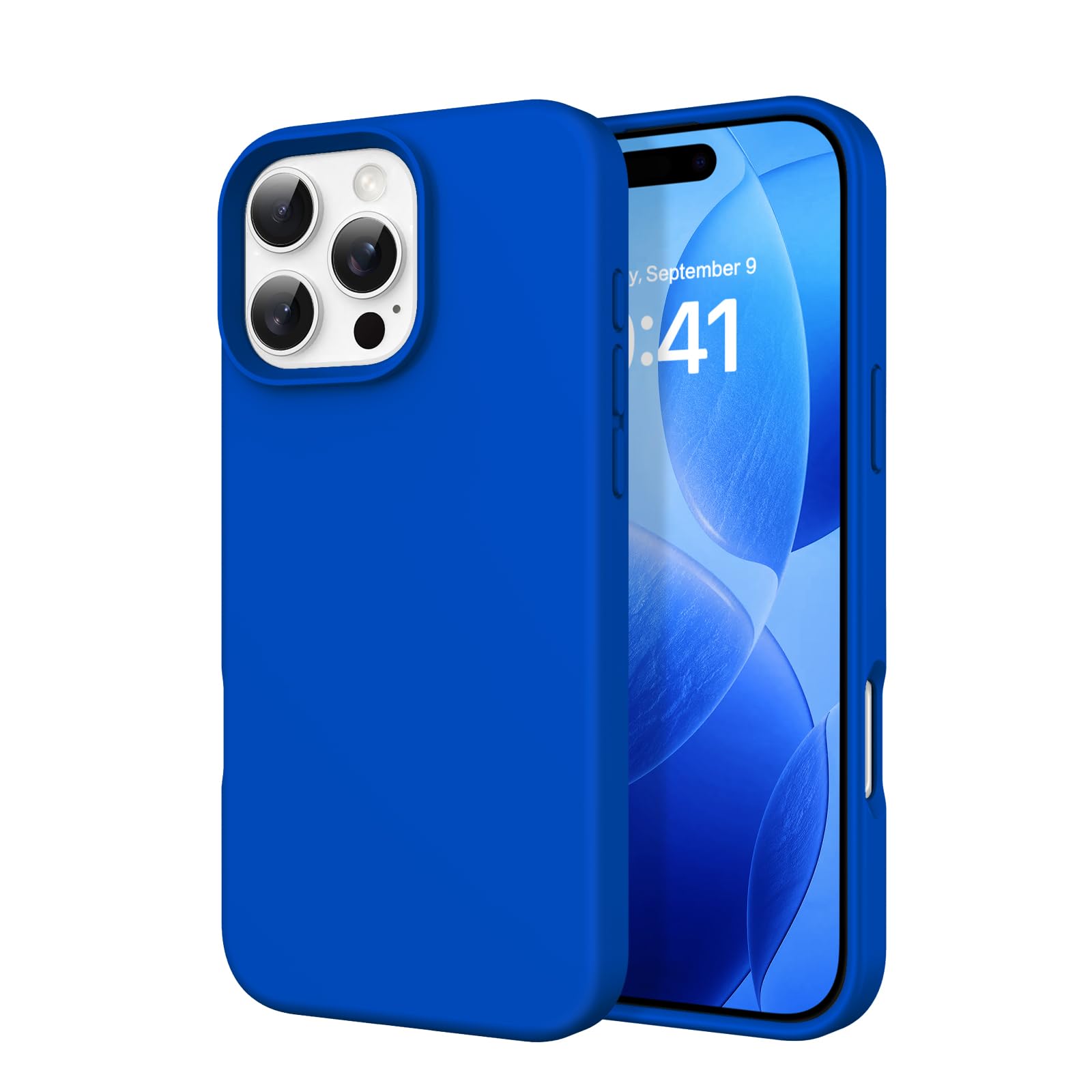 Photo 1 of DOMAVER Case for iPhone 16 Pro Max 6.9'' Smooth Liquid Silicone Soft Gel Rubber Microfiber Lining Cushion Cover Shockproof Protective Phone Cases Compatible with iPhone 16 Pro Max-Klein Blue