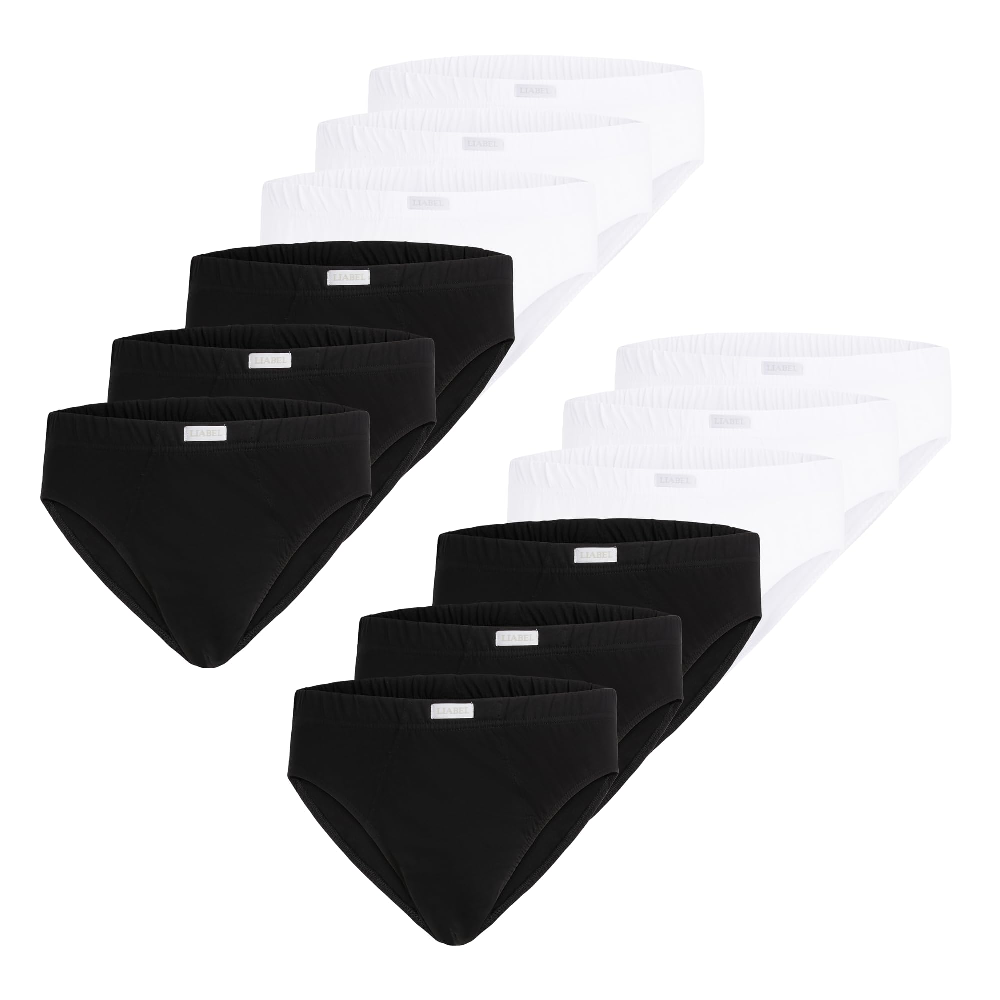 LIABEL Slip Uomo in Cotone Elasticizzati (Pacco da 6 e da 12 Paia), Traspiranti, Ipoallergenico Cuciture Rinforzate Underwear – Mutande Intimo Confortevole Certificato Oeko-Tex