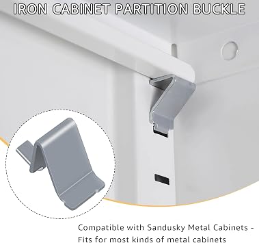 Removable Metal Shelf Support Clips-Metal Cabinet Shelf Clips is Compatible with Sandusky Metal Cabinet and Other Metal Cabinets (14 pcs)