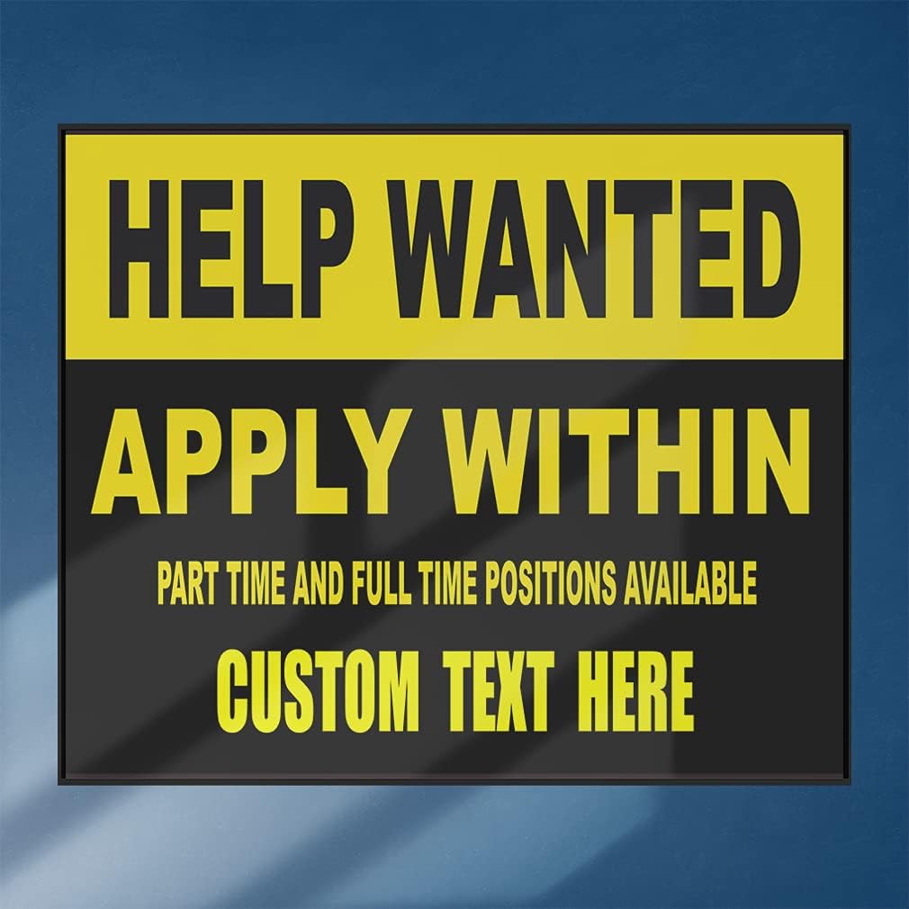 Custom Decal Stickers Multiple Sizes Help Wanted Apply Within Business Industrial Vinyl Safety Sign Label Help Wanted Personalized Text Here 24x18Inches