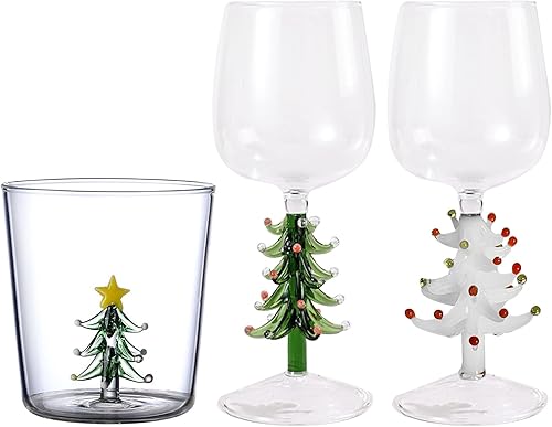 Miniatura 2 de Taza de vidrio 3D con figura de árbol de Navidad dentro de vidrio sin tallo para vino agua leche copa de vidrio para beber copa