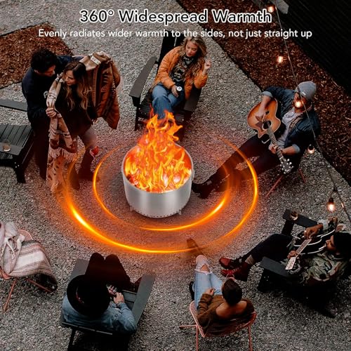 GarveeHome 20.5" Portable Stainless Steel Smokeless Fire Pit with Air Control, Smokeless Fire Pit with Removable Ash Pan & Handle,360° Even Heat Firepit,for Outdoor Camping, Patio, Backyard Gatherings