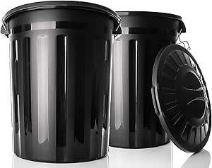 BigDean 2 Stück wetterfeste Universaltonne mit Deckel Schwarz und 2