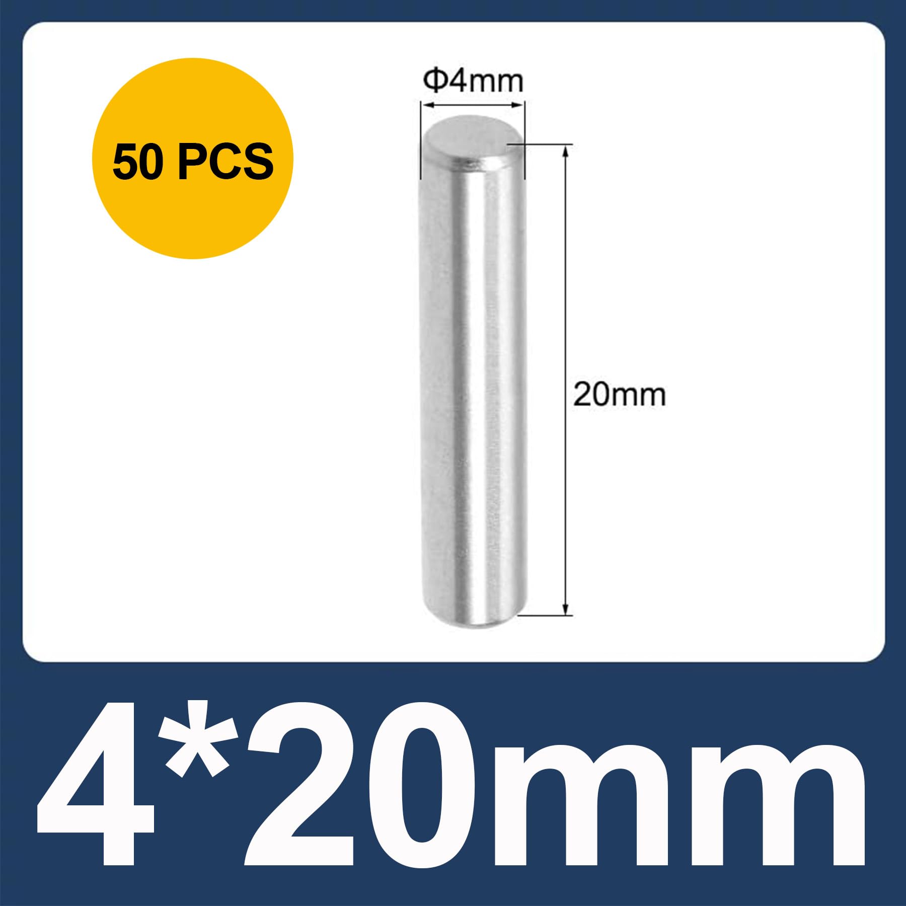 LEPEVNEY 4mm x 20mm 304 Stainless Steel Dowel Pins Shelf Pegs Support Shelves Silver Tone 50Pcs - Image 2