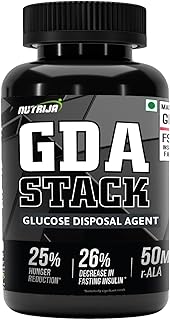 NutriJa GDA Stack | Berberine HCL 98% Standardized, Chromium, ALA, Botanicals and Enzyme |12 Ingredient Blend- 90 Capsules Price In India