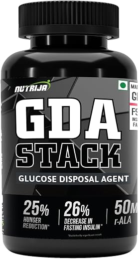 NutriJa GDA Stack | Berberine HCL 98% Standardized, Chromium, ALA, Botanicals and Enzyme |12 Ingredient Blend- 90 Capsules